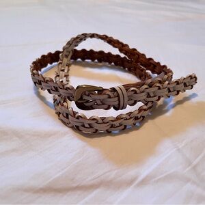 Banana Republic Woven White Leather Belt